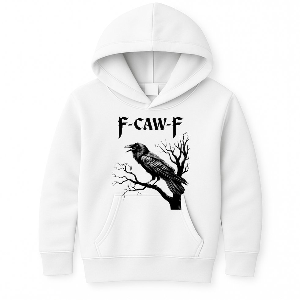 Black Crow, F-Caw-F Black Bird Kids Hoodie
