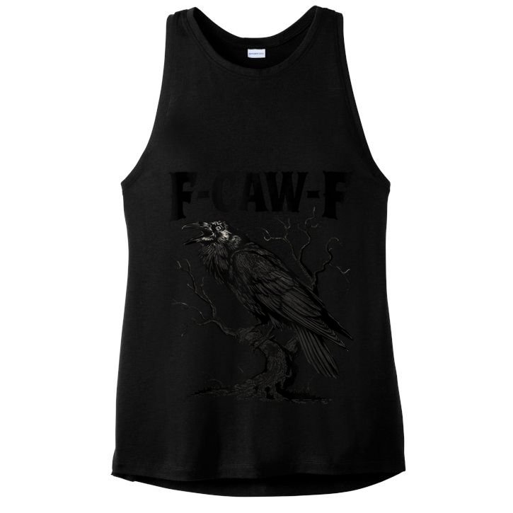 Black Crow, F-Caw-F Funny Black Bird Lover Ladies PosiCharge Tri-Blend Wicking Tank
