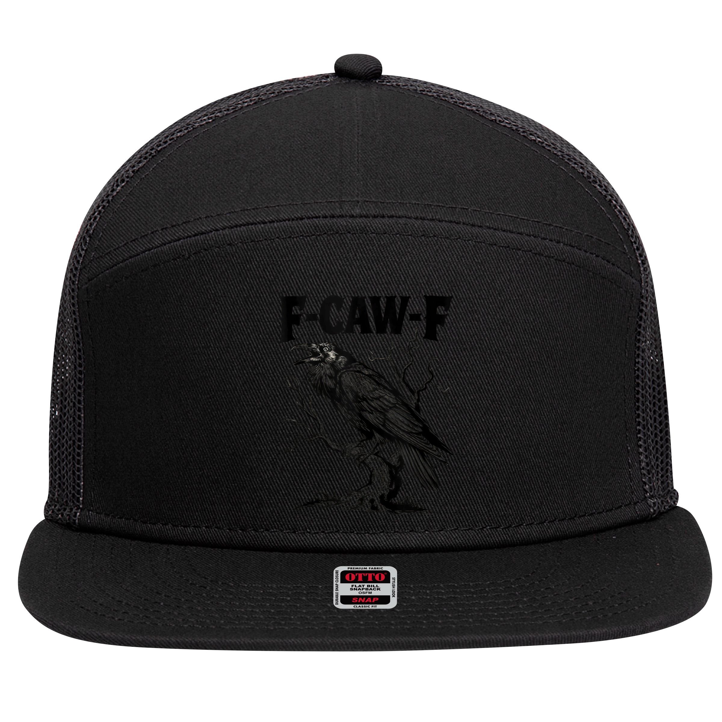 Black Crow, F-Caw-F Funny Black Bird Lover 7 Panel Mesh Trucker Snapback Hat