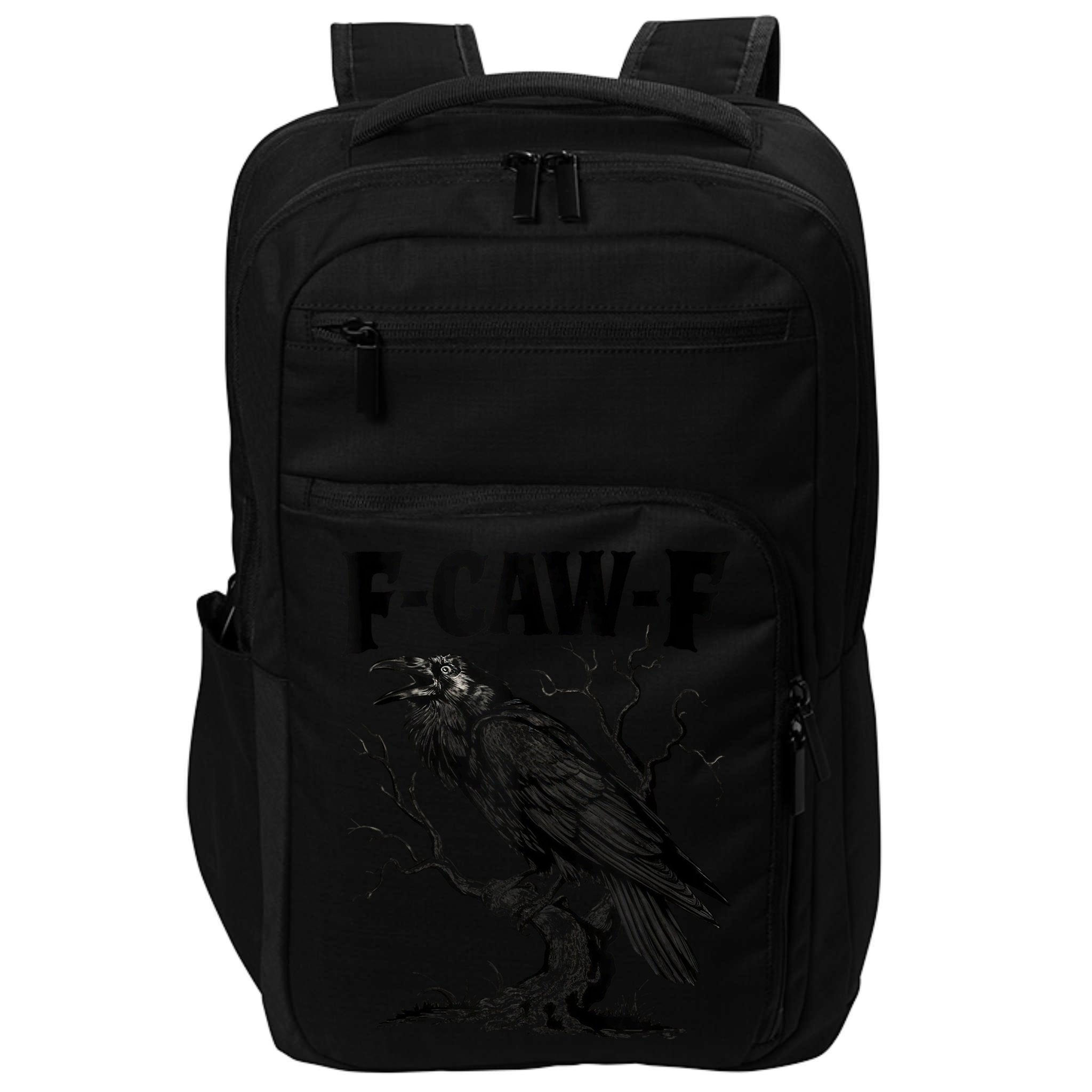 Black Crow, F-Caw-F Funny Black Bird Lover Impact Tech Backpack
