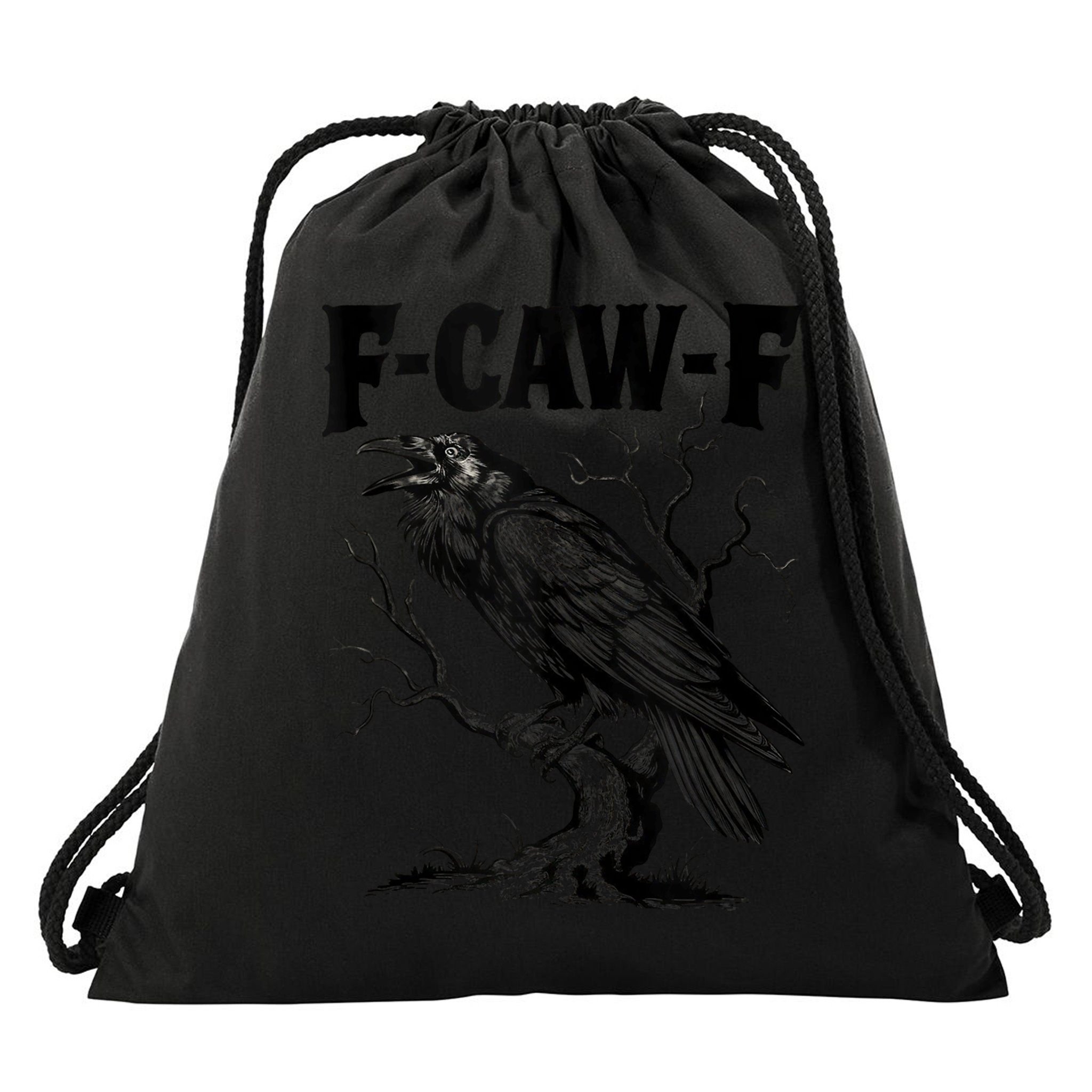 Black Crow, F-Caw-F Funny Black Bird Lover Drawstring Bag