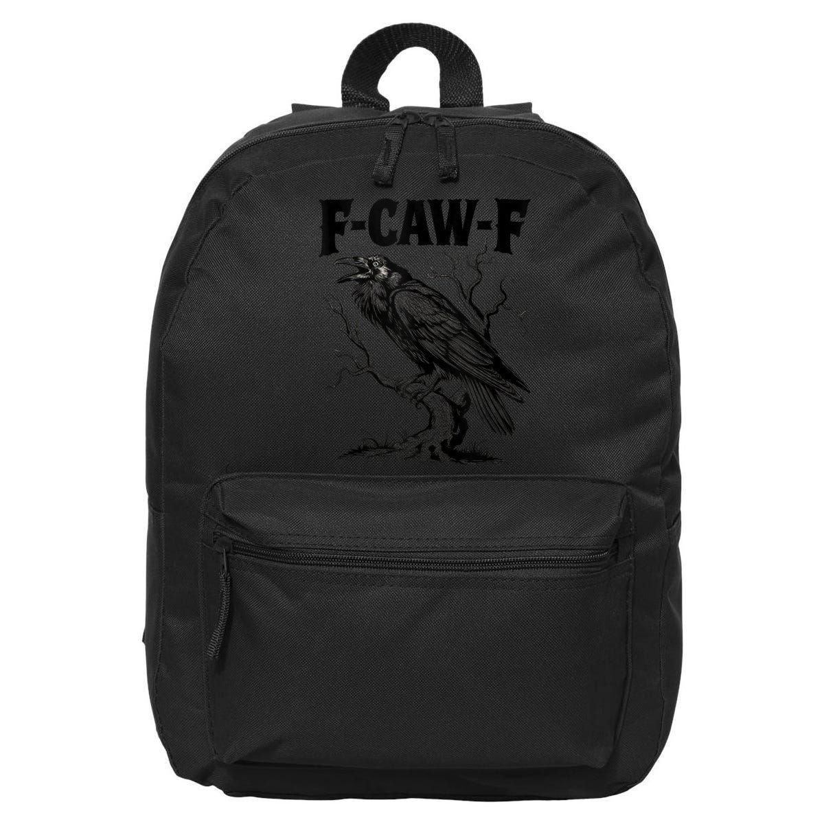 Black Crow, F-Caw-F Funny Black Bird Lover 16 in Basic Backpack