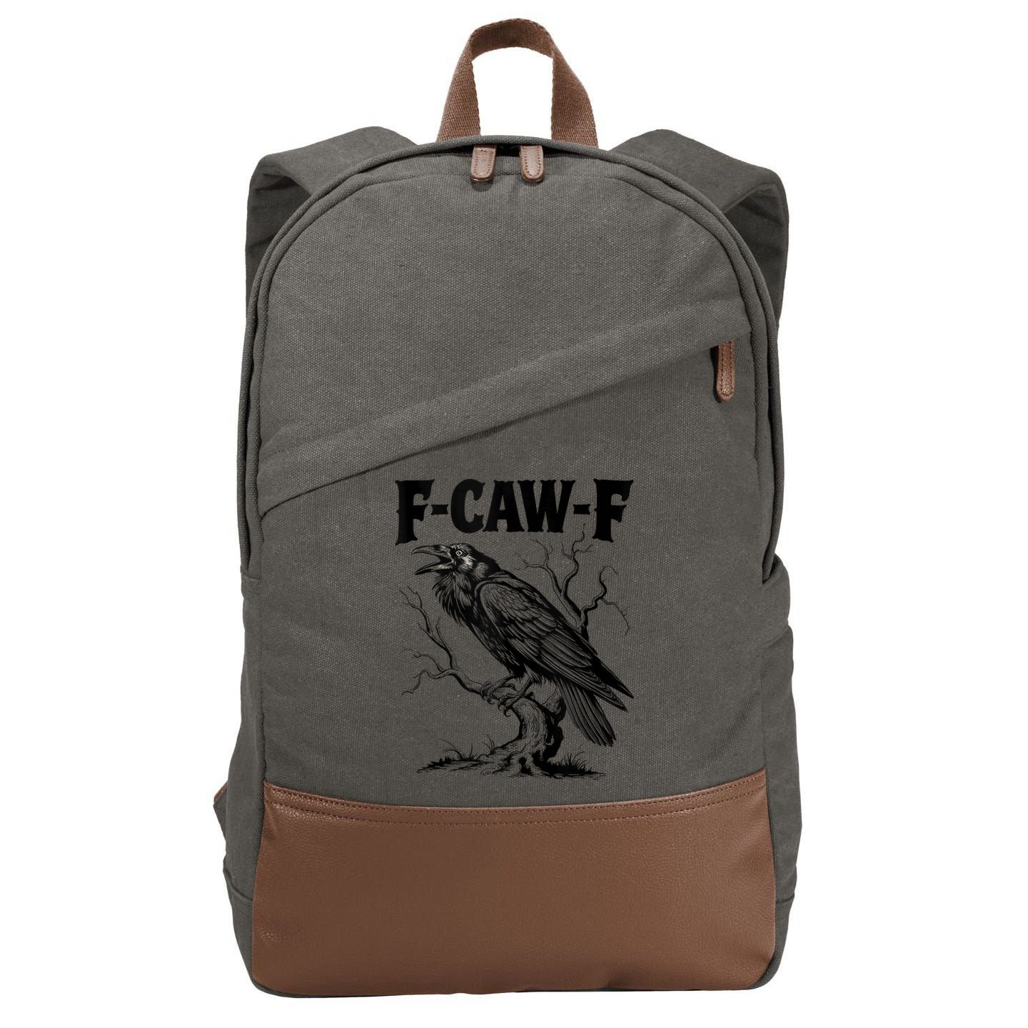 Black Crow, F-Caw-F Funny Black Bird Lover Cotton Canvas Backpack