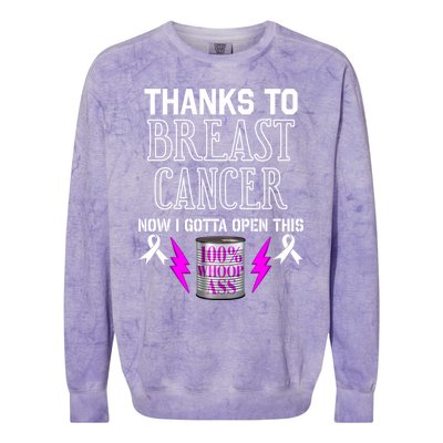 Breast Cancer Fighter Can Of Whoop Ass Funny Quote Meaningful Gift Colorblast Crewneck Sweatshirt