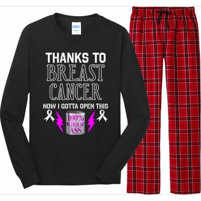 Breast Cancer Fighter Can Of Whoop Ass Funny Quote Meaningful Gift Long Sleeve Pajama Set