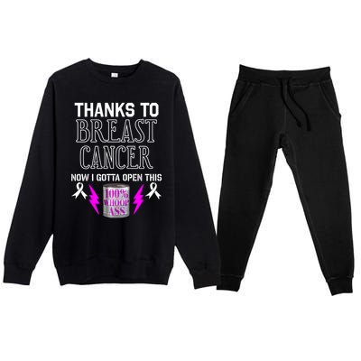 Breast Cancer Fighter Can Of Whoop Ass Funny Quote Meaningful Gift Premium Crewneck Sweatsuit Set