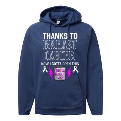 Breast Cancer Fighter Can Of Whoop Ass Funny Quote Meaningful Gift Performance Fleece Hoodie