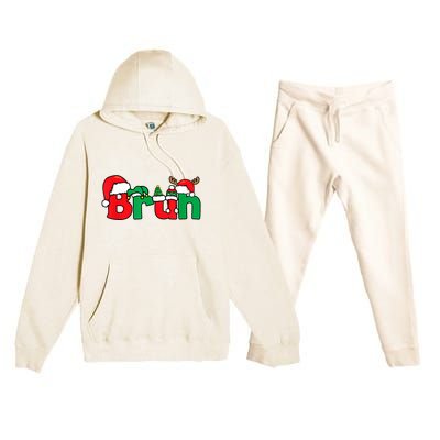 Bruh Christmas Funny Xmas Pajama Premium Hooded Sweatsuit Set