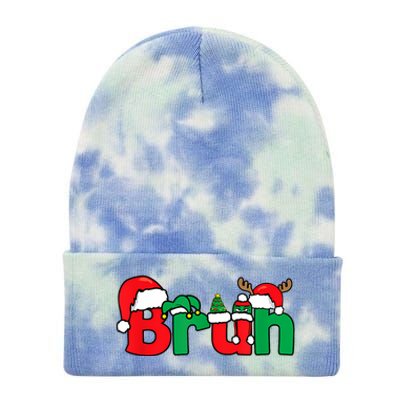 Bruh Christmas Funny Xmas Pajama Tie Dye 12in Knit Beanie