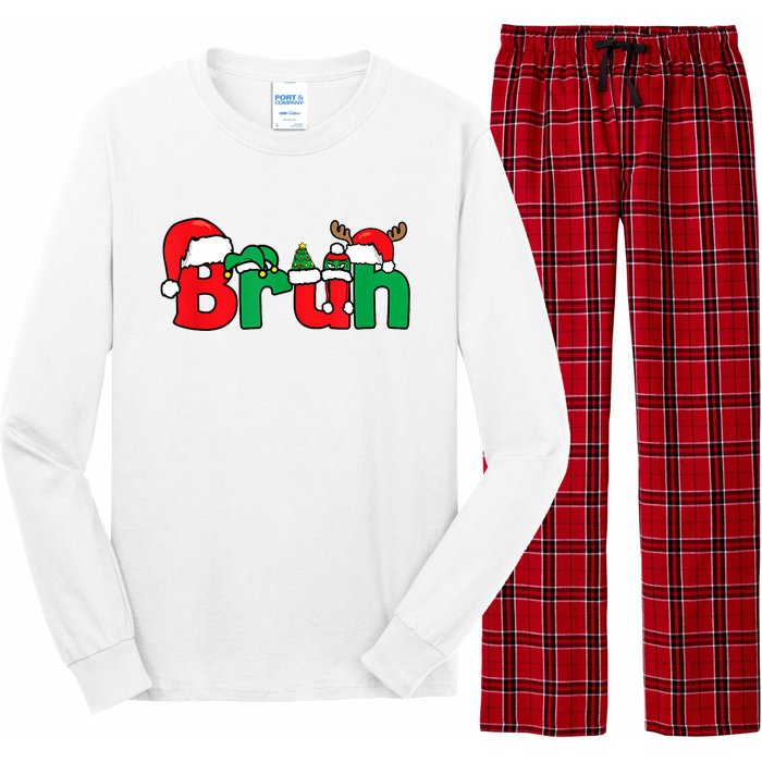 Bruh Christmas Funny Xmas Pajama Long Sleeve Pajama Set