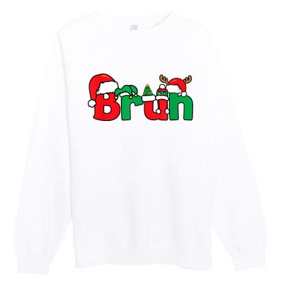 Bruh Christmas Funny Xmas Pajama Premium Crewneck Sweatshirt