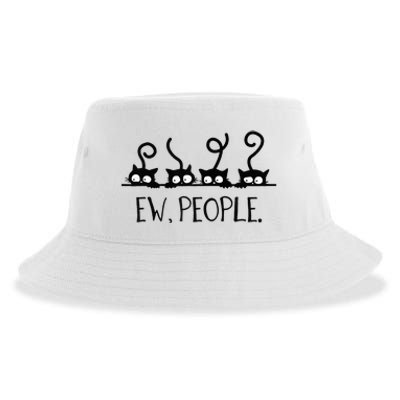 black cat funny ew people meowy cat lovers Sustainable Bucket Hat