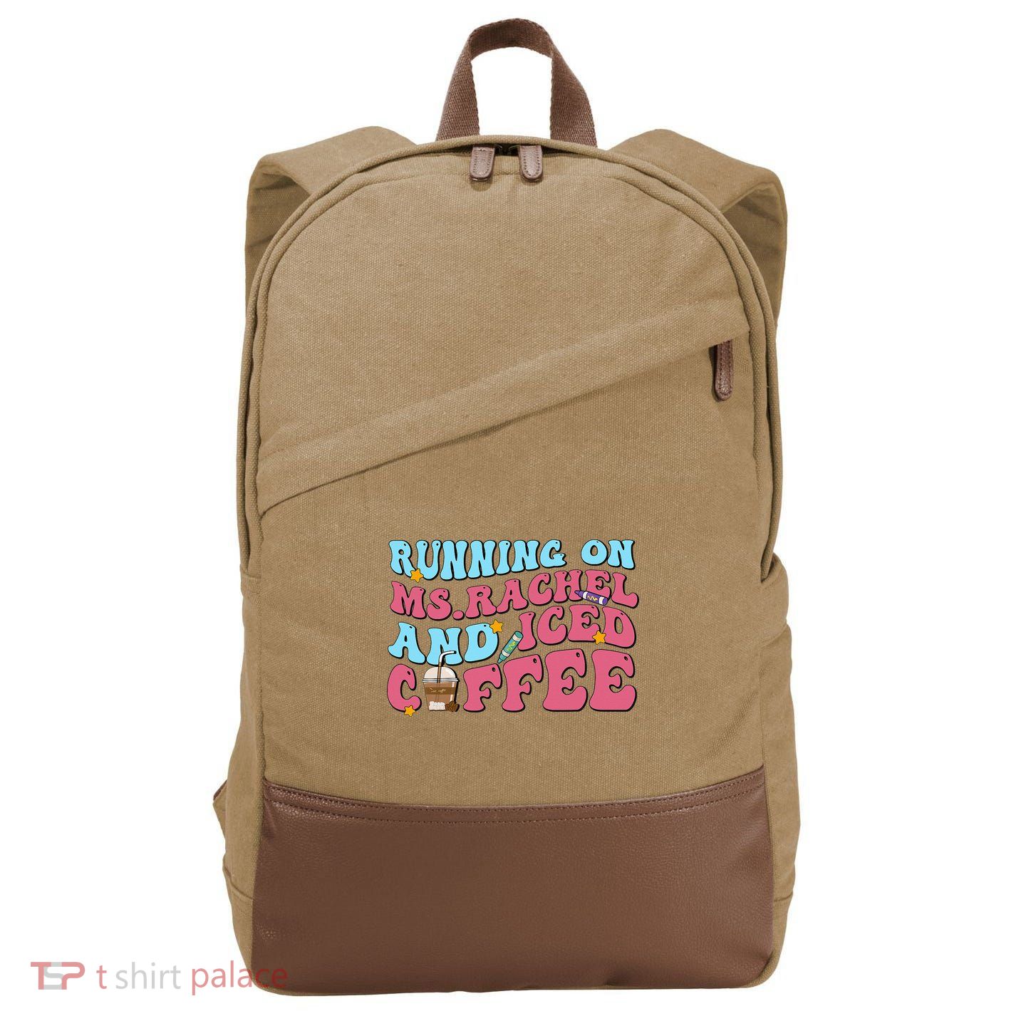 Black cat for humor Hiss Off Meow Cat Cotton Canvas Backpack