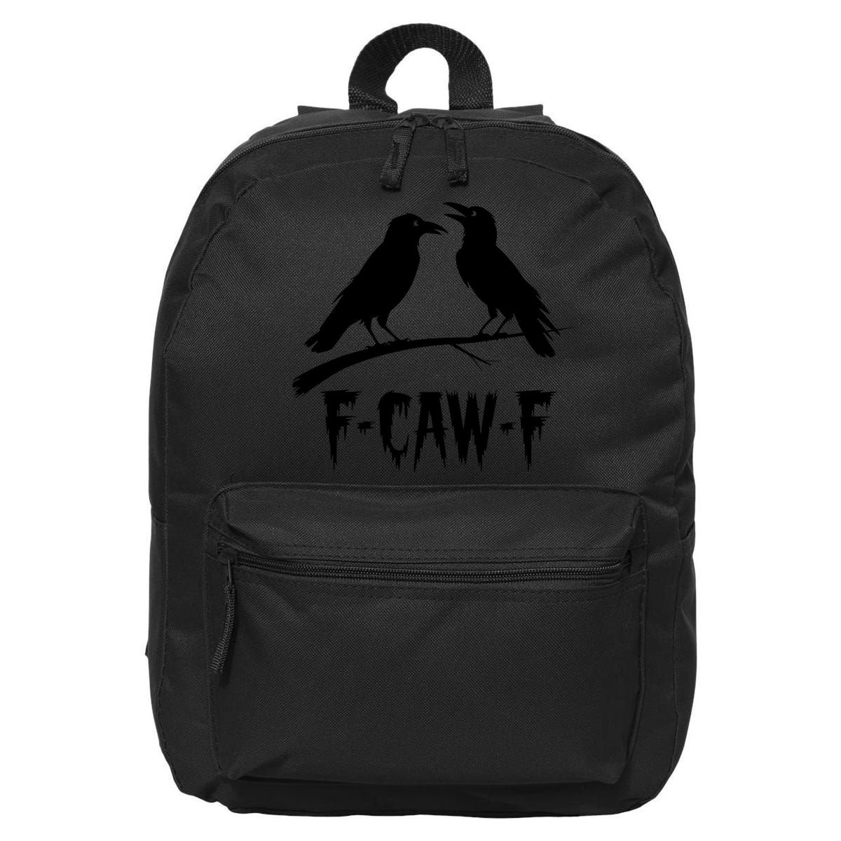 Black Crow, F-Caw-F Funny Black Bird Lover 16 in Basic Backpack