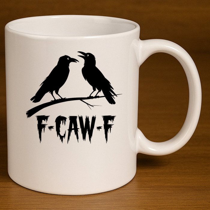Black Crow, F-Caw-F Funny Black Bird Lover 11oz C Handle Ceramic Mug