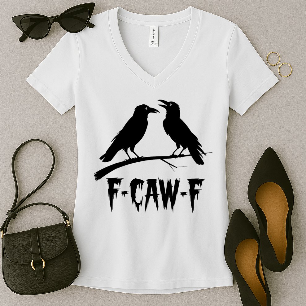 Black Crow, F-Caw-F Funny Black Bird Lover Women's V-Neck T-Shirt