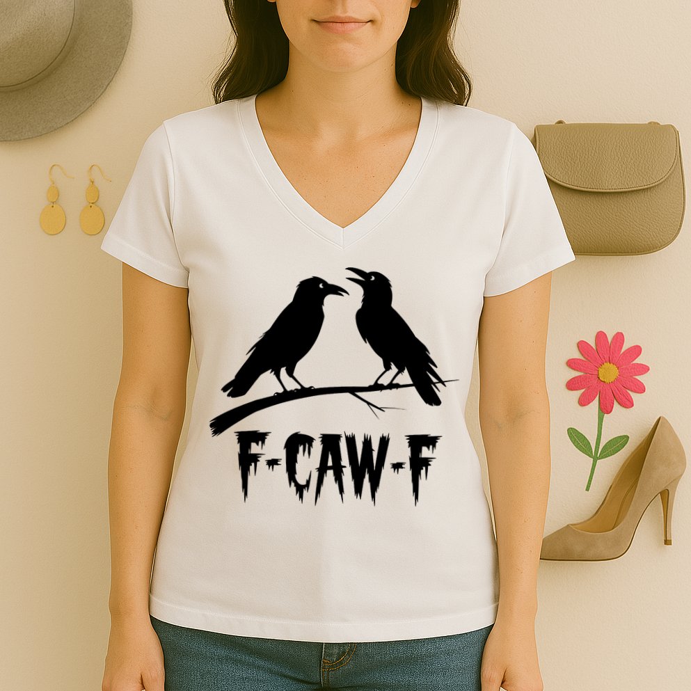 Black Crow, F-Caw-F Funny Black Bird Lover Women's V-Neck T-Shirt