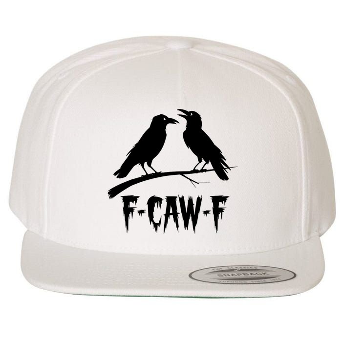 Black Crow, F-Caw-F Funny Black Bird Lover Wool Snapback Cap