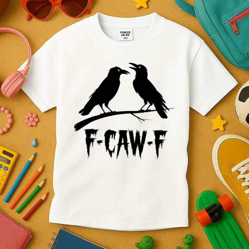Black Crow, F-Caw-F Funny Black Bird Lover Kids T-Shirt