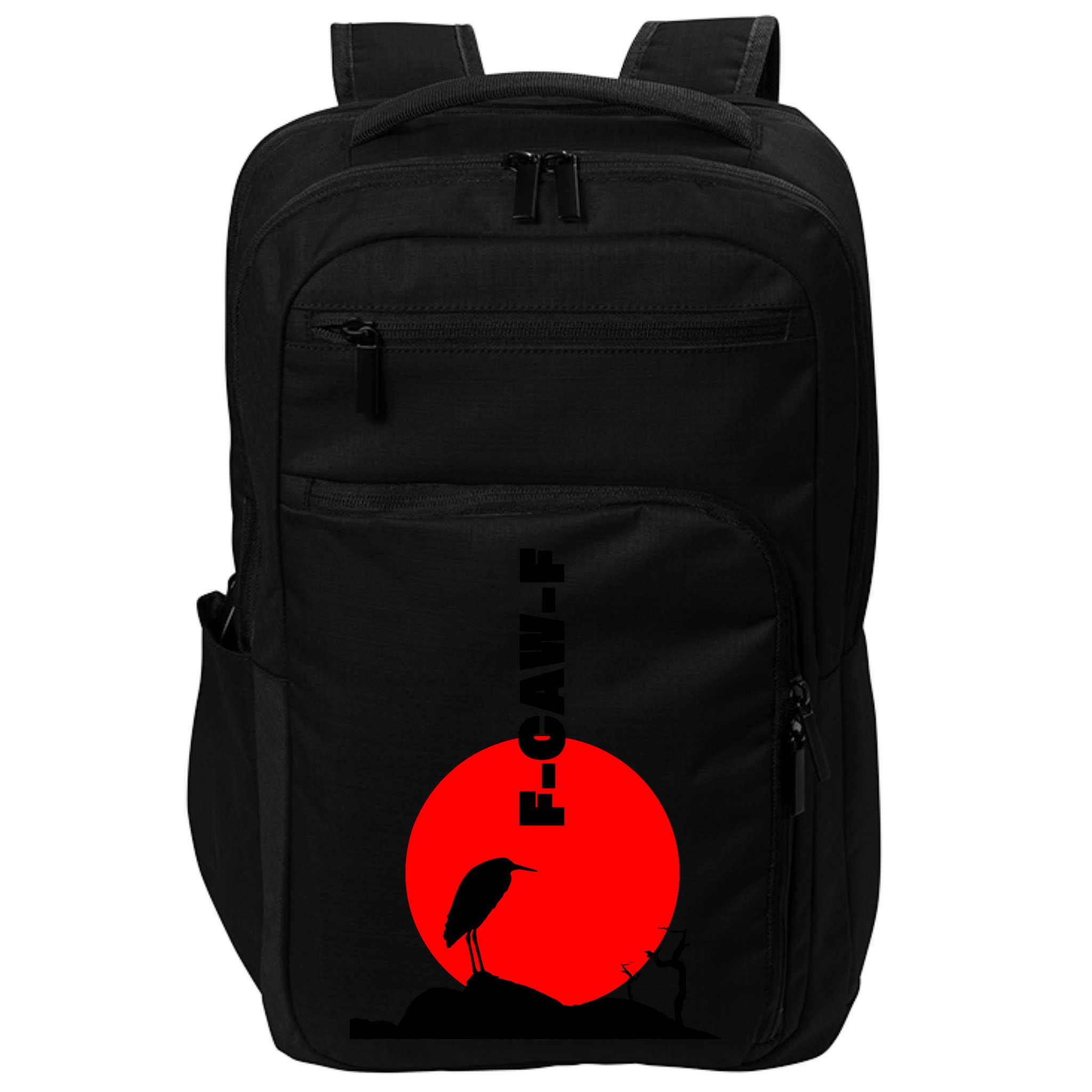 Black Crow F-Caw-F, Black Bird Humor, Funny Sayings Impact Tech Backpack