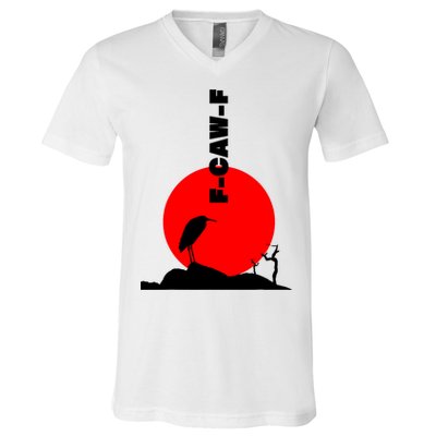 Black Crow F-Caw-F, Black Bird Humor, Funny Sayings V-Neck T-Shirt