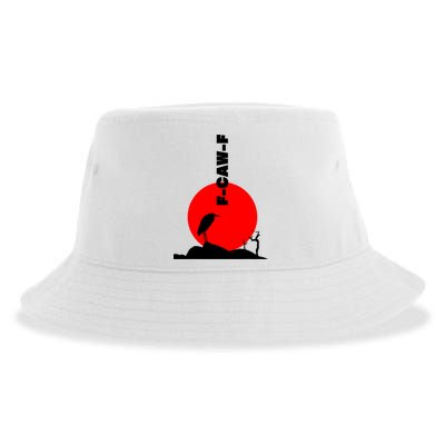 Black Crow F-Caw-F, Black Bird Humor, Funny Sayings Sustainable Bucket Hat