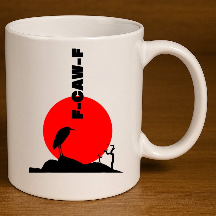 Black Crow F-Caw-F, Black Bird Humor, Funny Sayings 11oz C Handle Ceramic Mug