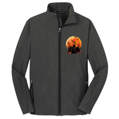 Black Cats Full Moon Funny Animal Pet Lover Halloween Core Soft Shell Jacket