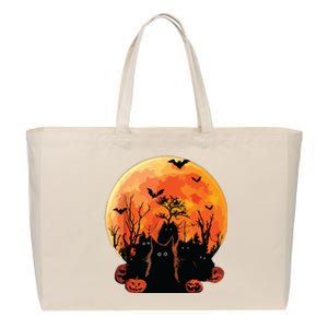 Black Cats Full Moon Funny Animal Pet Lover Halloween Cotton Canvas Jumbo Tote