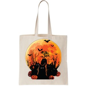 Black Cats Full Moon Funny Animal Pet Lover Halloween Tote Bag