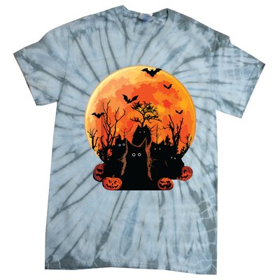 Black Cats Full Moon Funny Animal Pet Lover Halloween Tie-Dye T-Shirt