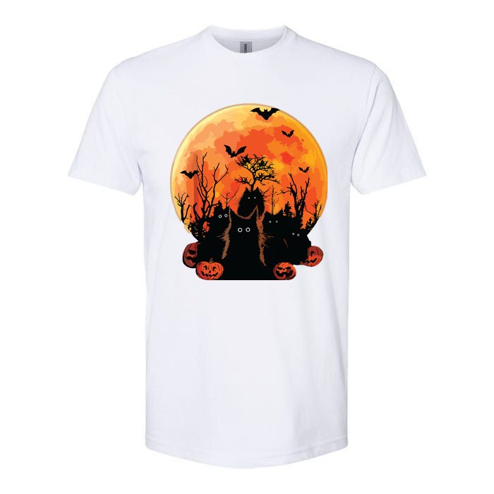 Black Cats Full Moon Funny Animal Pet Lover Halloween Softstyle CVC T-Shirt