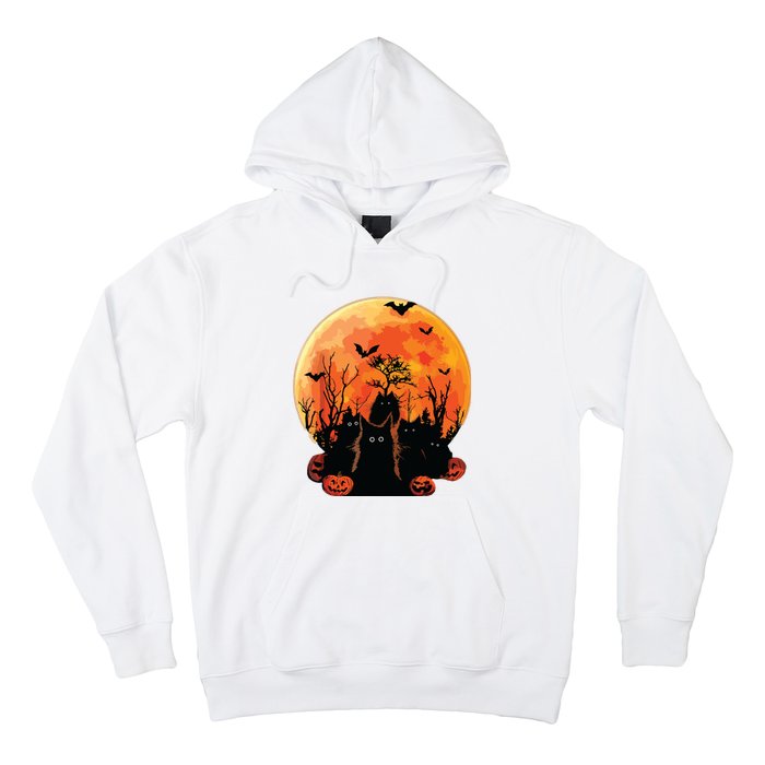 Black Cats Full Moon Funny Animal Pet Lover Halloween Hoodie