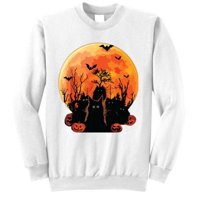 Black Cats Full Moon Funny Animal Pet Lover Halloween Sweatshirt