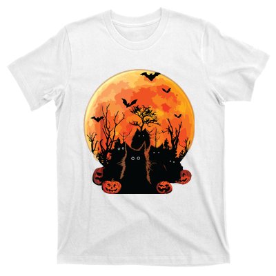 Black Cats Full Moon Funny Animal Pet Lover Halloween T-Shirt