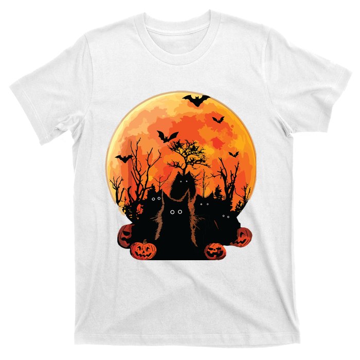 Black Cats Full Moon Funny Animal Pet Lover Halloween T-Shirt