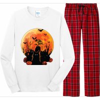 Black Cats Full Moon Funny Animal Pet Lover Halloween Long Sleeve Pajama Set