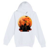 Black Cats Full Moon Funny Animal Pet Lover Halloween Premium Pullover Hoodie