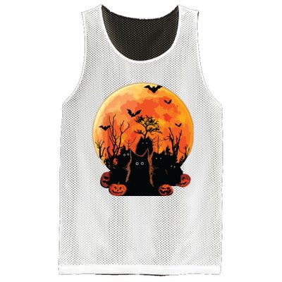 Black Cats Full Moon Funny Animal Pet Lover Halloween Mesh Reversible Basketball Jersey Tank