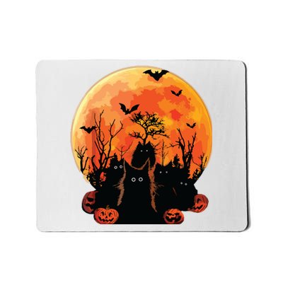 Black Cats Full Moon Funny Animal Pet Lover Halloween Mousepad