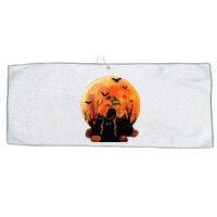 Black Cats Full Moon Funny Animal Pet Lover Halloween Large Microfiber Waffle Golf Towel