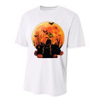 Black Cats Full Moon Funny Animal Pet Lover Halloween Performance Sprint T-Shirt