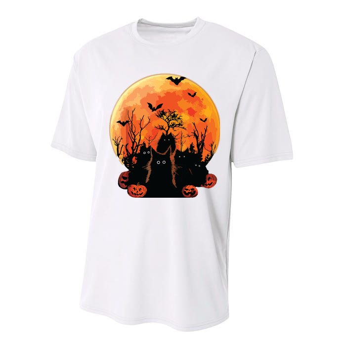 Black Cats Full Moon Funny Animal Pet Lover Halloween Performance Sprint T-Shirt