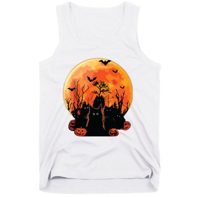 Black Cats Full Moon Funny Animal Pet Lover Halloween Tank Top