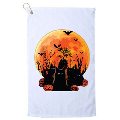 Black Cats Full Moon Funny Animal Pet Lover Halloween Platinum Collection Golf Towel