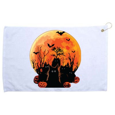 Black Cats Full Moon Funny Animal Pet Lover Halloween Grommeted Golf Towel