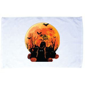 Black Cats Full Moon Funny Animal Pet Lover Halloween Microfiber Hand Towel