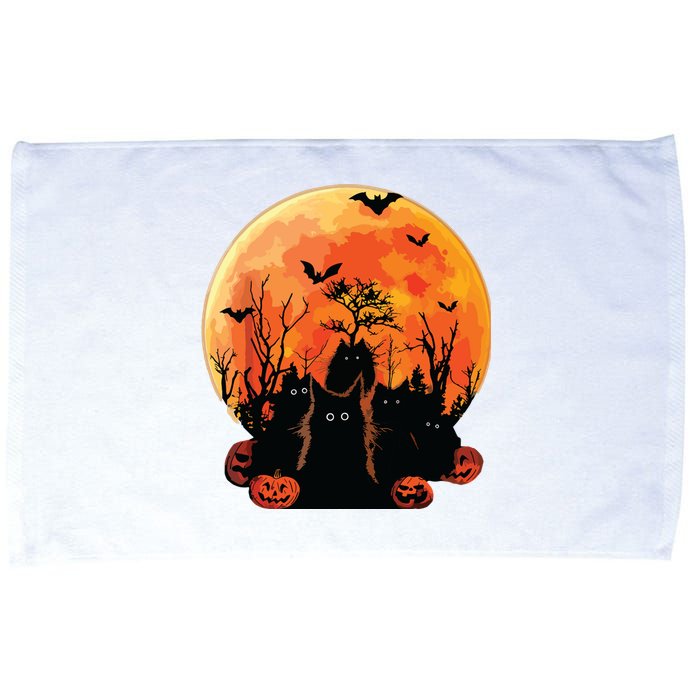 Black Cats Full Moon Funny Animal Pet Lover Halloween Microfiber Hand Towel