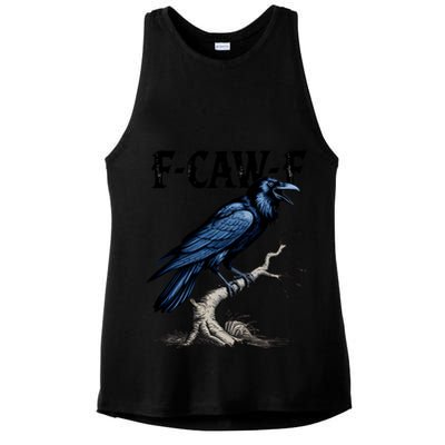 Black Crow, F-Caw-F Funny Black Bird Ladies PosiCharge Tri-Blend Wicking Tank