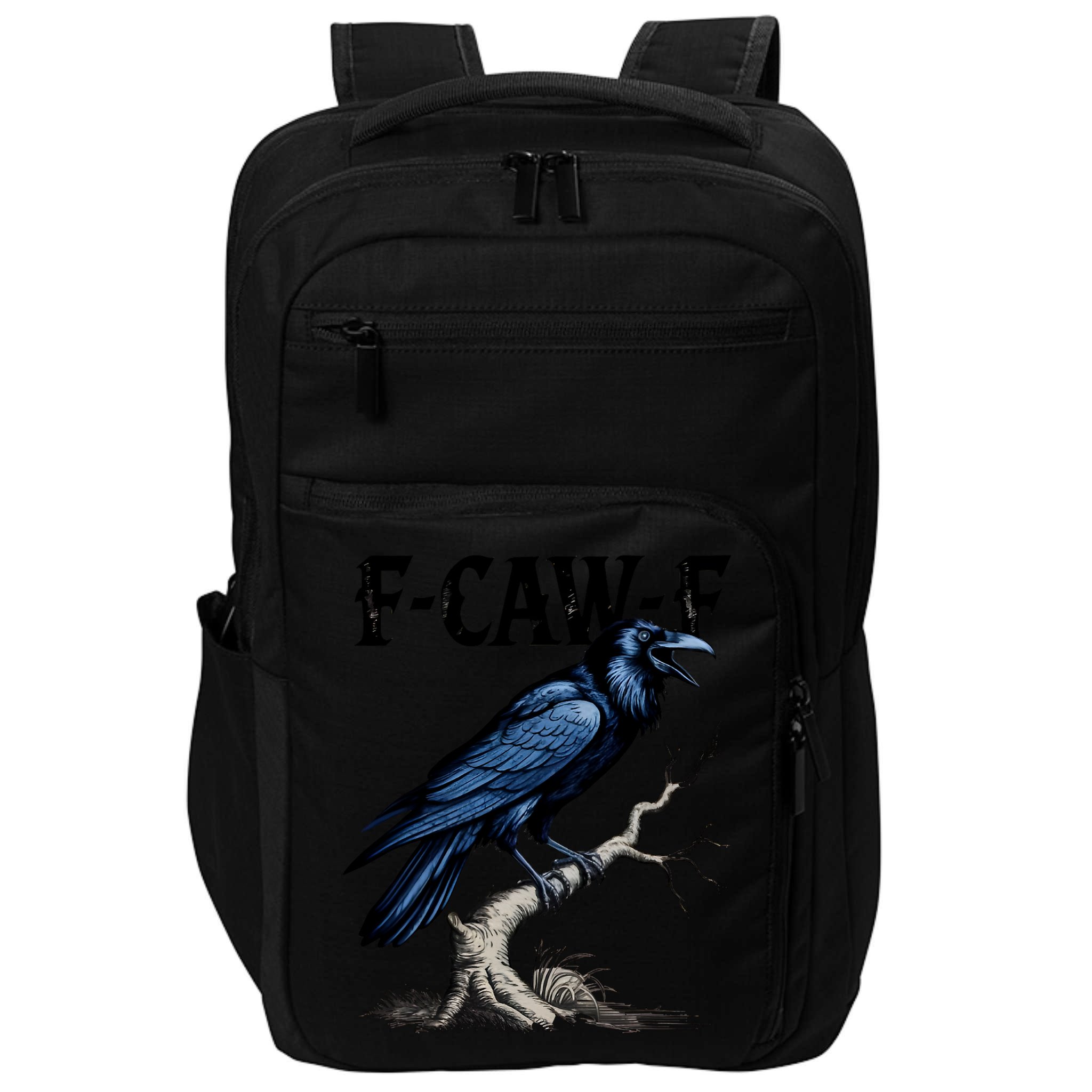 Black Crow, F-Caw-F Funny Black Bird Impact Tech Backpack